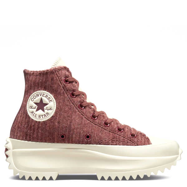 Converse Run Star Hike Platform Striped Knit Dark Wine/Saddle/Egret High