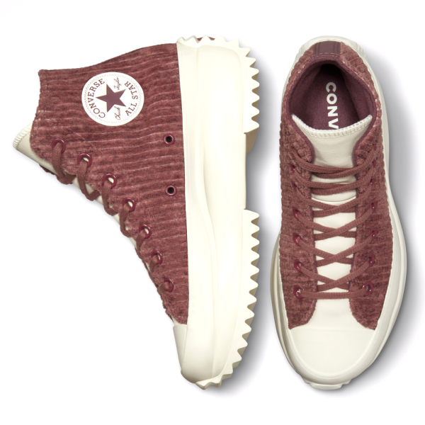 Converse Run Star Hike Platform Striped Knit Dark Wine/Saddle/Egret High